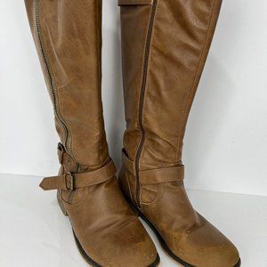 Chelsee Girl Boots Women's Size 8 Brown Faux Leather Block Heel 1 in Round Toe